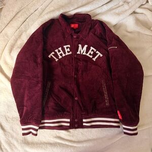 PacSun Maroon Corduroy 'THE MET' Varsity Jacket - Men's
